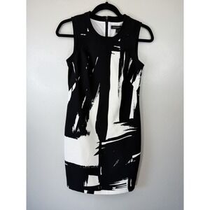 Banana Republic Sleeveless Knee Length Lined Black White Dress   Workwear Size 0